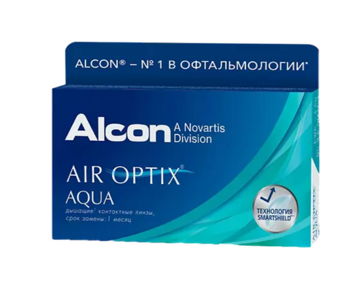 Alcon Air Optix aqua контактные линзы плановой замены, BC=8.6 d=14.2, D(-2.75), 6 шт.