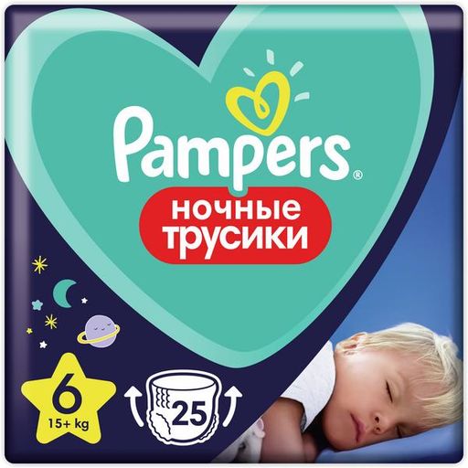 Pampers Premium Care Подгузники-трусики детские ночные, р. 6, 15+ кг, 25 шт.